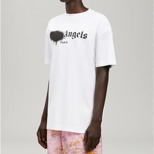 Palm Angels White Tee – Spray Paint Logo | Size M | Authentic Streetwear
